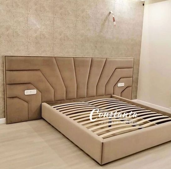 Кровать с мягким изголовьем двуспальная фото 1042